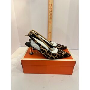 Katy Perry The Oceanview Sling Back Leopard Print Satin Heels 6M